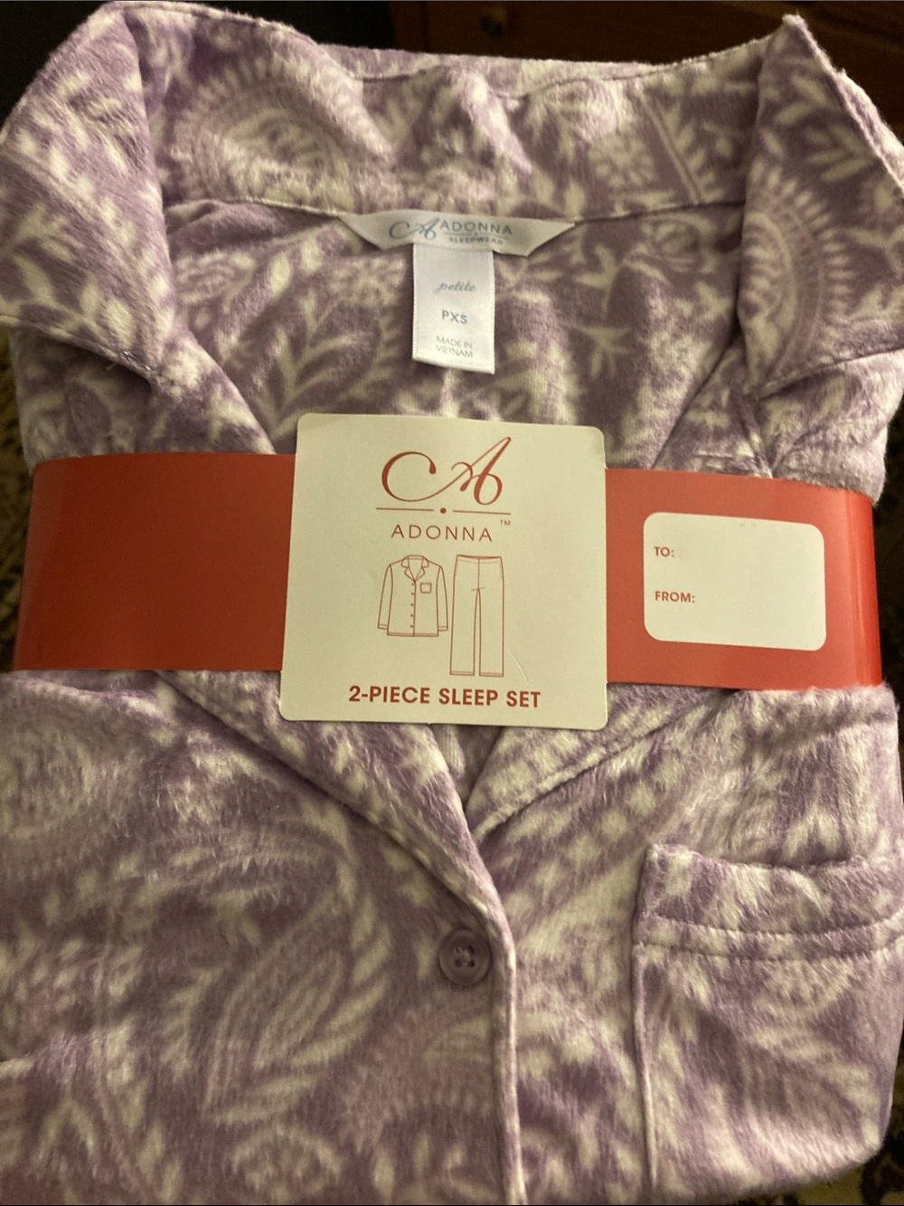 Adonna Lavender Floral Print 2-Piece Pajama Set NWT size Petite XS